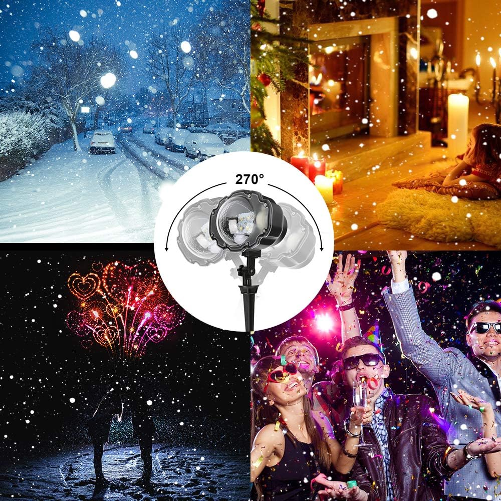 Christmas Snowfall Projector Lights Outdoor,Snow Falling Projector Lamp Dynamic Snow Effect Christmas Dot Decorations