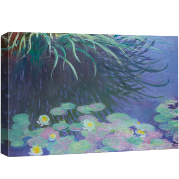 Canvas Print Wall Art Water Lilies with Grass Reflection Claude Monet Nature Illustrations Fine Art Decorative