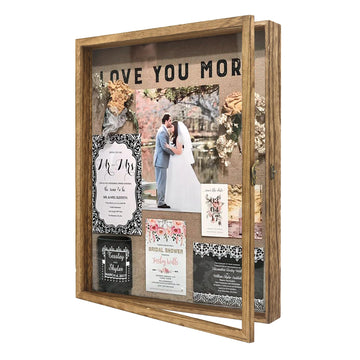Large Shadow Box Frame 16x20 Display Case, Wood Wedding Bouquet Memory Box