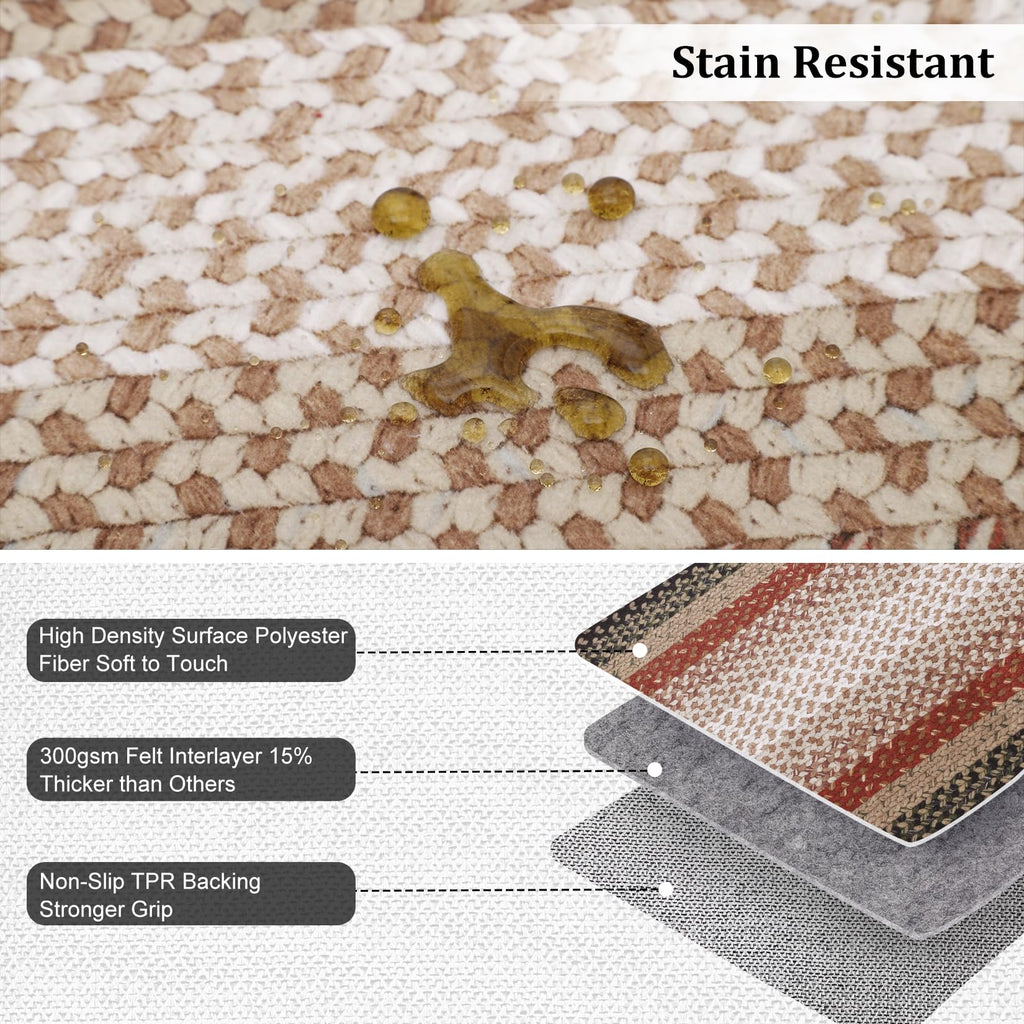 Washable Runner Rug Non Slip Braided Hallway Runner Mat