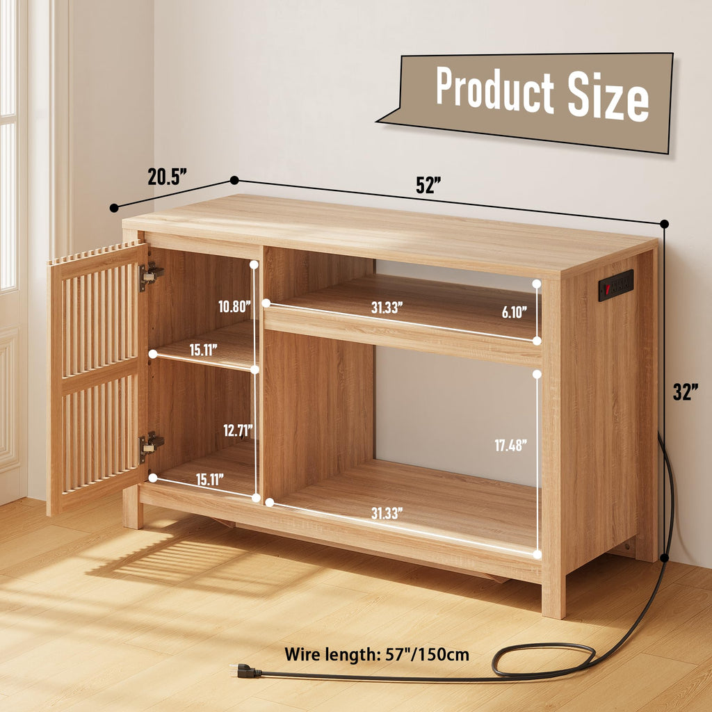 55-75 Gallon Fish Tank Stand with Power Outlet, Aquarium Stand with Cabinet, Heavy Duty Reptile Tank Stand Table for