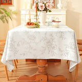 Premium Vintage Farmhouse Damask Floral 60 x 104 inch Rectangle Table Cloth - Water Resistant Linen 