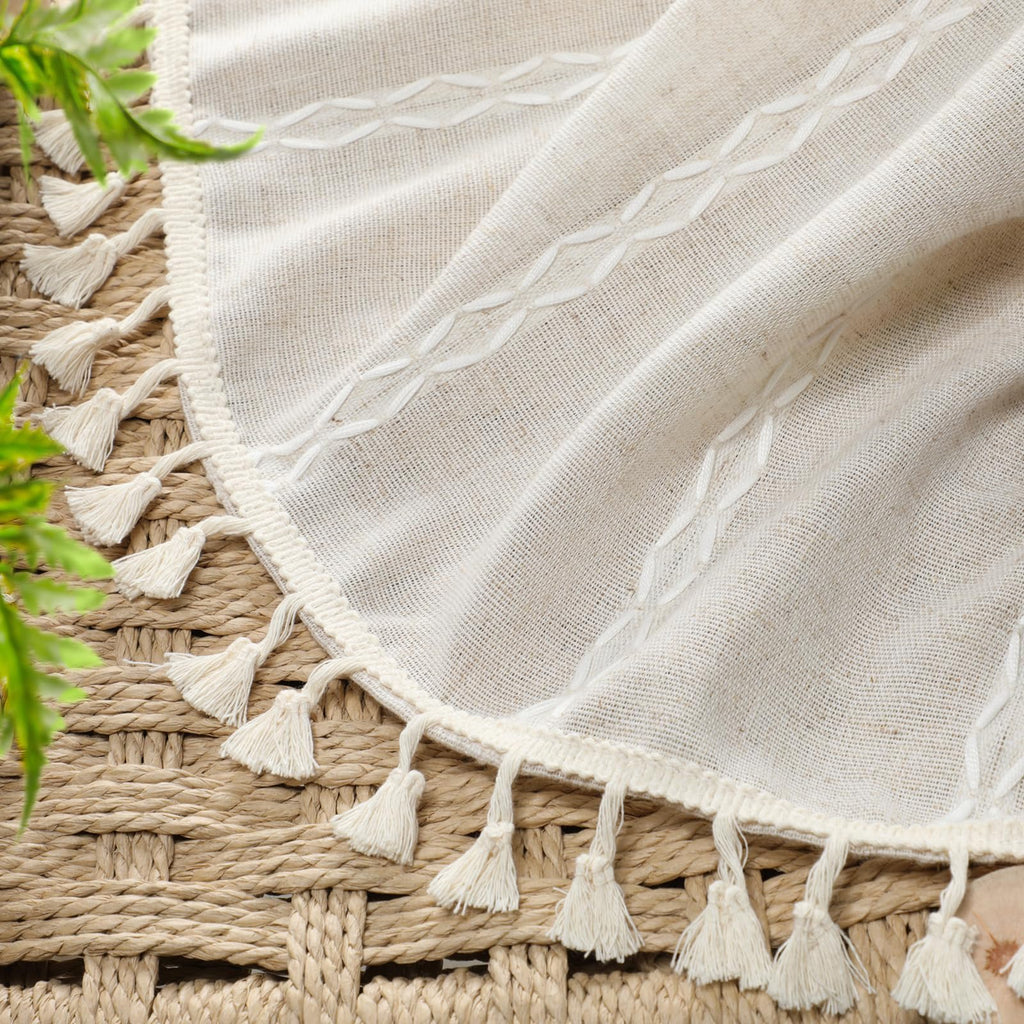 80% Boho Blackout Curtains 84 Inch Linen Blend Drapes 2 Panels