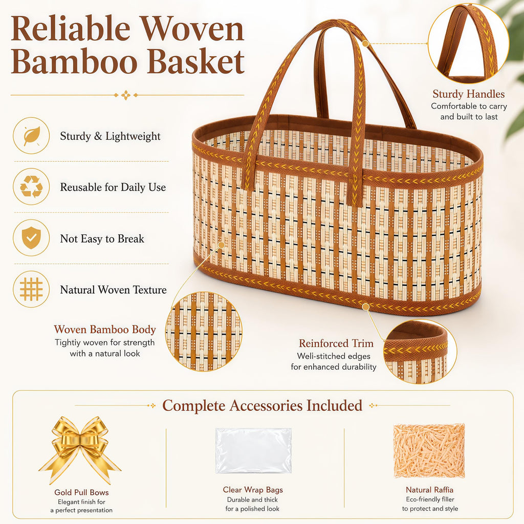 2 Set Large Baskets for Gifts Empty (Gold)