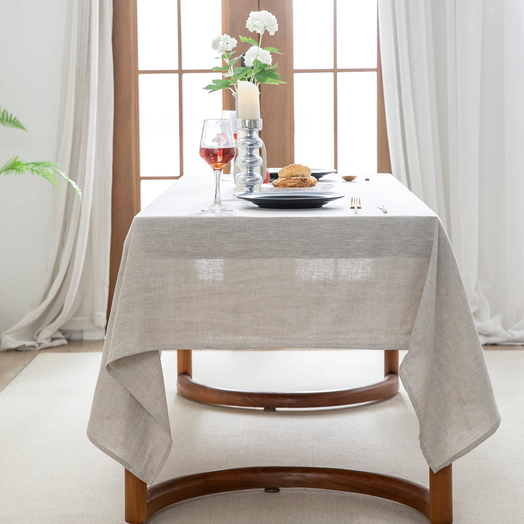 100% Pure Linen Rectangle Tablecloths 120LX60W Inch for Dining, Buffet Parties, Picnic, Events, Weddings and