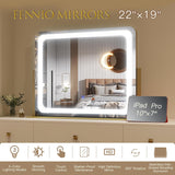 Gold Vanity Mirror with Lights 22"x19", LED Lighted Makeup Mirror, Large Makeup Mirror, Make up Mirror with Lighting