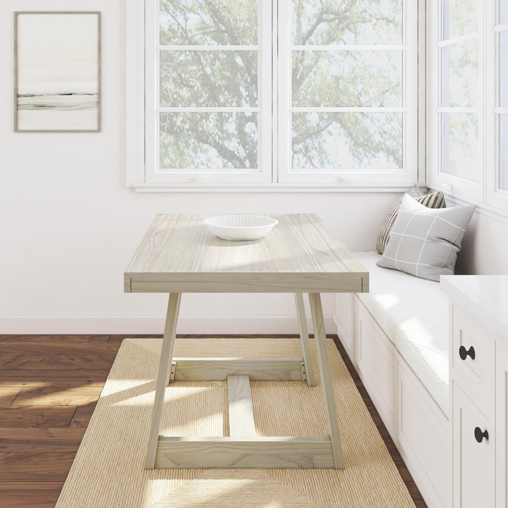 Classic 48 Inch Dining Table, Rectangular, White Sand Wirebrush
