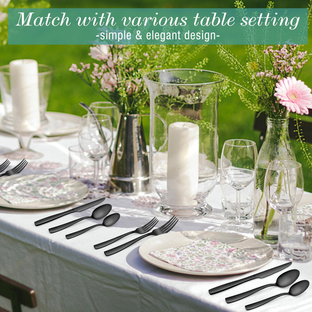 Matte Black Silverware Set for 4, 20 Pieces Stainless Steel Flatware Eating Utensils Set Kitchen Restaurant, Metal