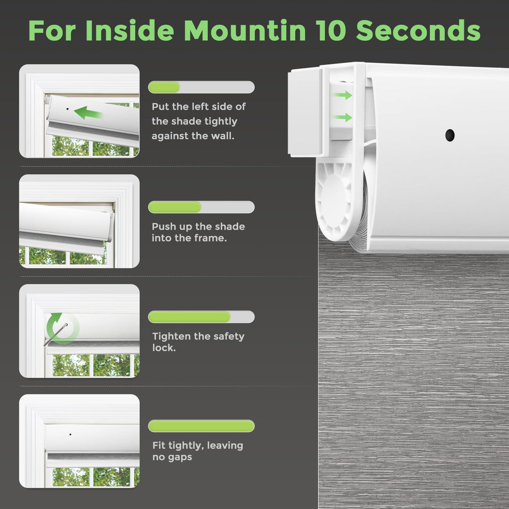 Motorized Blinds, No Drill Automatic Blinds, Cordless Roller Shade, Electric Blinds for Indoor Windows, Grasscloth