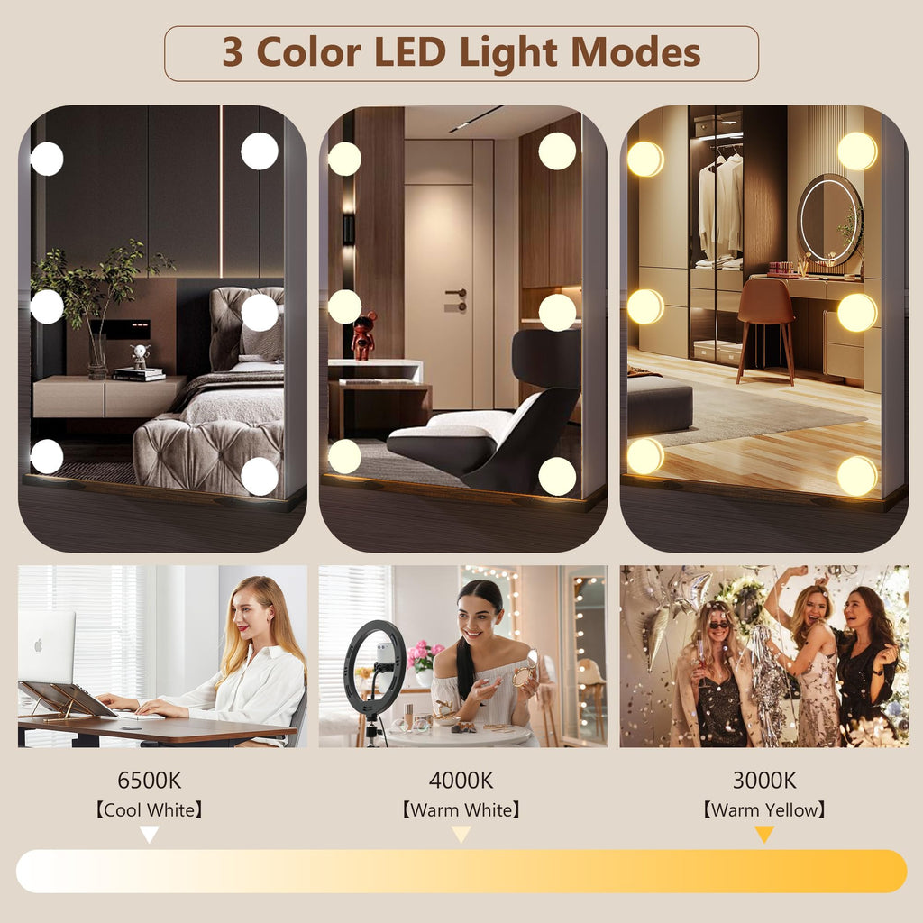 Over the Door Jewelry Cabinet with Mirror, 12 Hollywood Bulbs, Lock