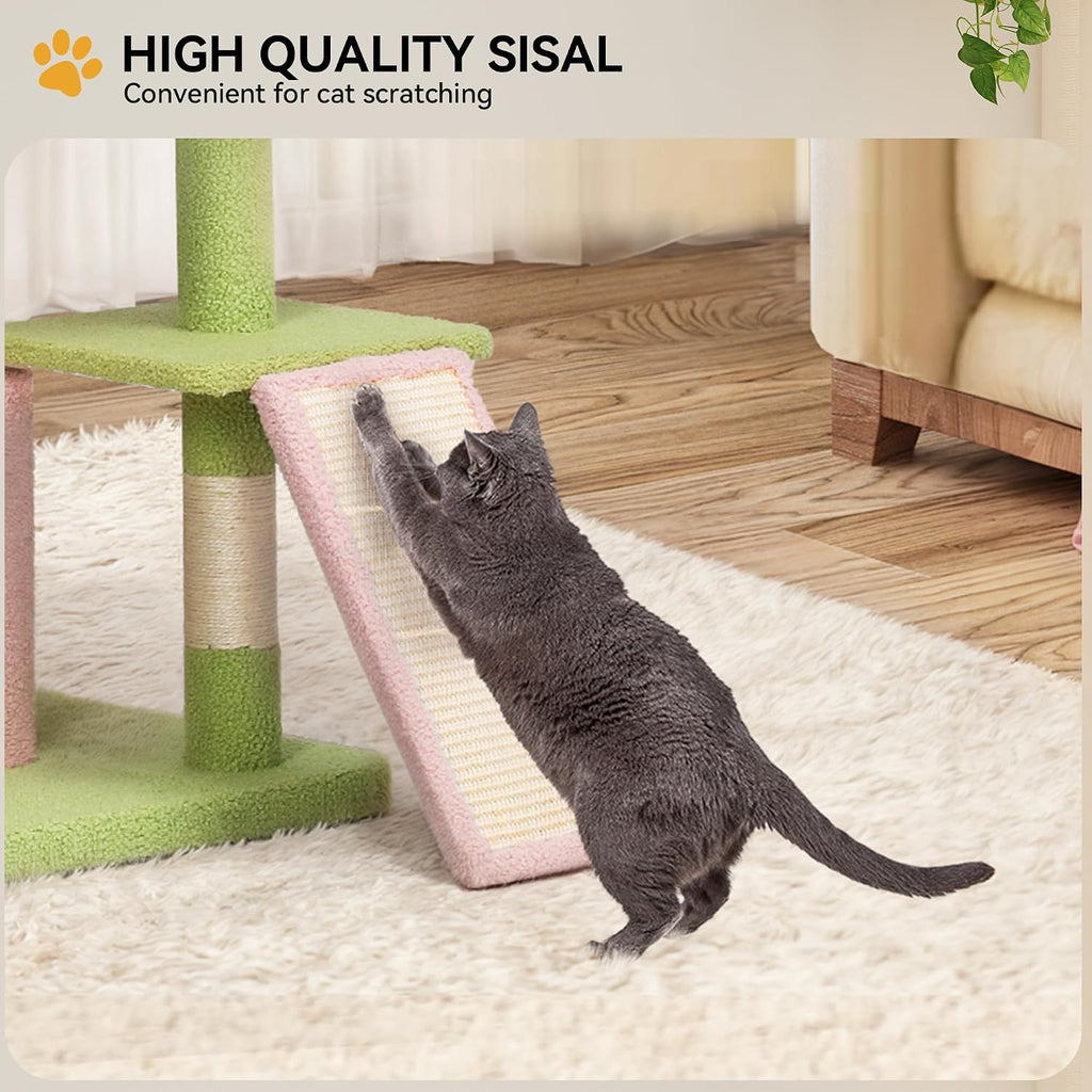 Tall Flower Cat Tree Tower with Detachable Perch, 65in Cute Cat Climbing Tower for Indoor Cats with Cat Condo