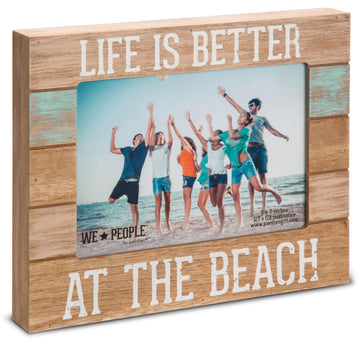 'Life is Better At The Beach' 67242 Picture Frame 5x7 - Nautical, Coastal Themed Wooden 5x7 Photo Frame - Rustic Home