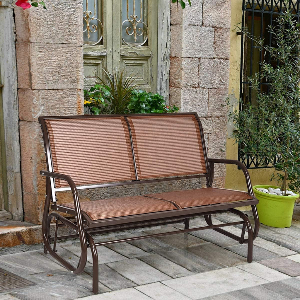 Swing Glider Chair 48 Inch with Spacious Space, 2 People Lounge Cozy Patio Bench Outdoor & Indoor , Backyard