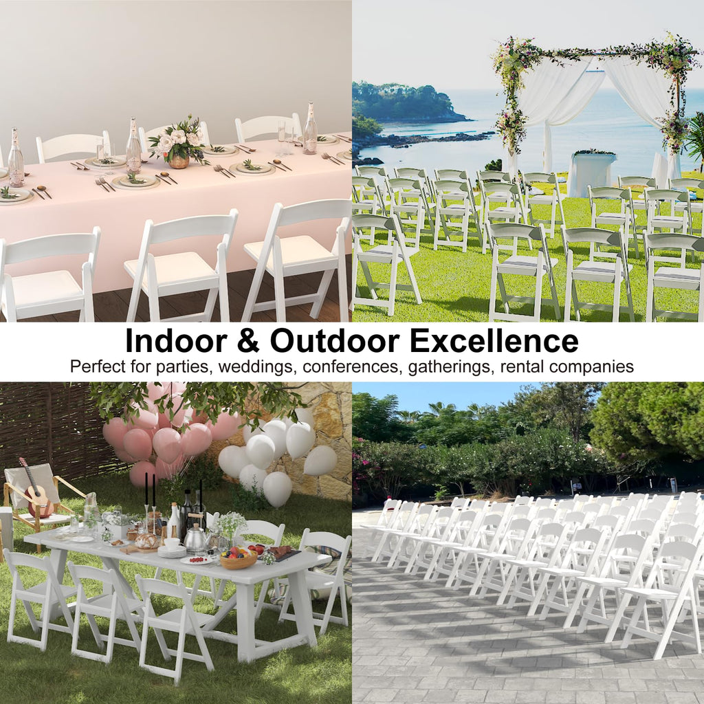 100 Pack Resin Folding Chairs with Cushion for Wedding, Party, School