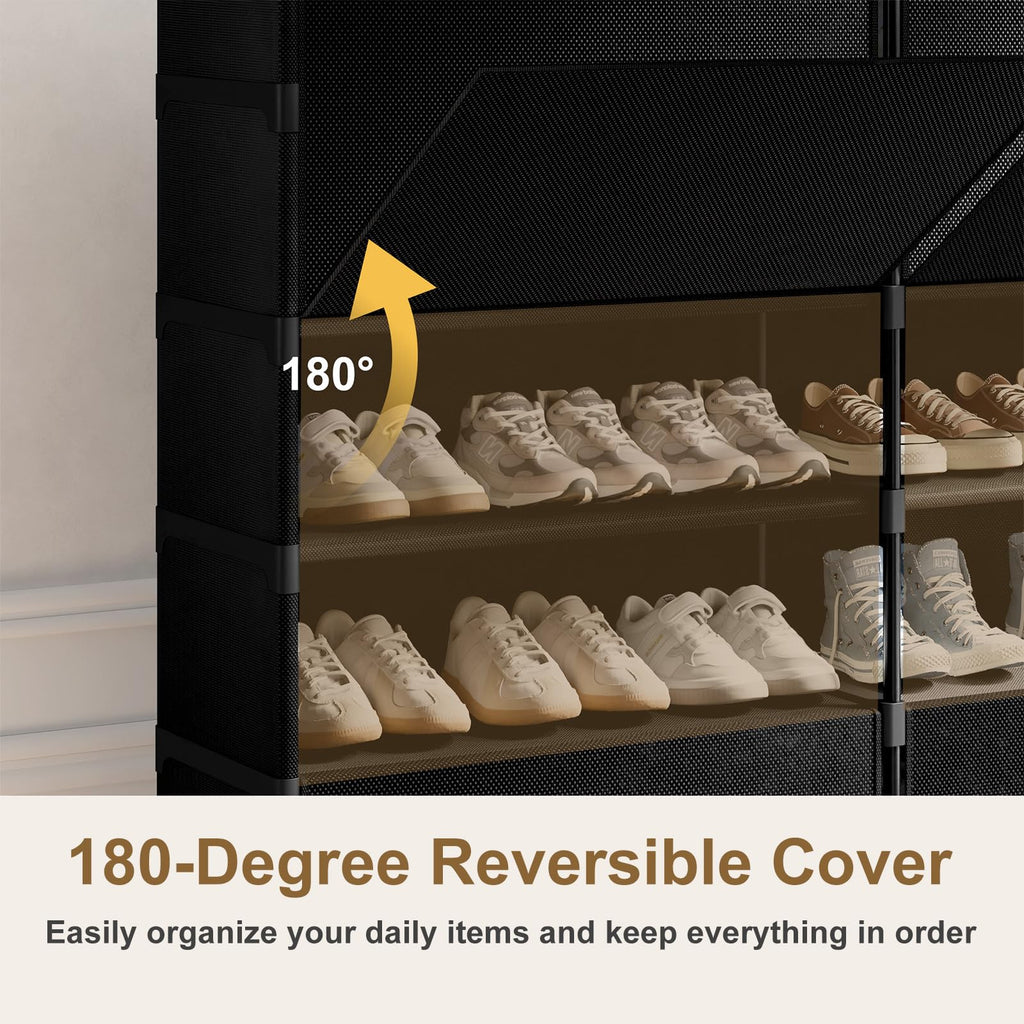 2 by 9 Tier Shoe Cabinet, 54-Pair Storage for Closet, Black