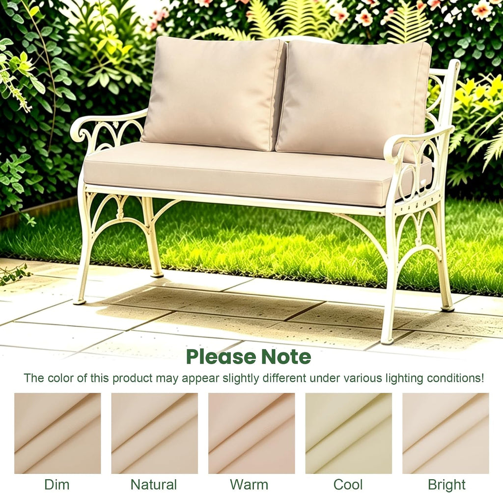 Outdoor Loveseat Cushion Set, 48" x 24" Patio Loveseat Cushions, Water-Resistant & Fade-Resistant Love Seat Cushions