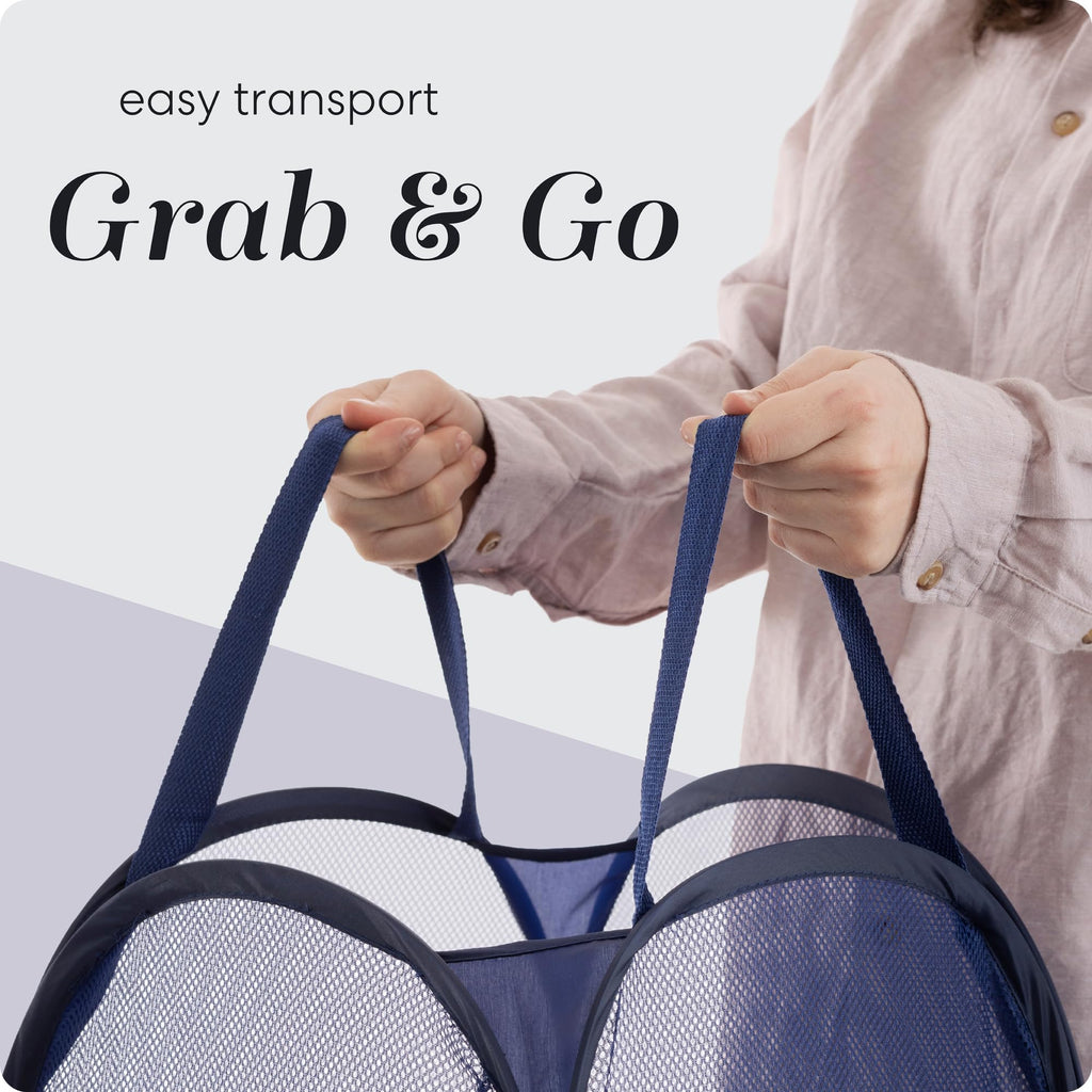 Collapsible Mesh Laundry Hamper 2-Pack, Blue