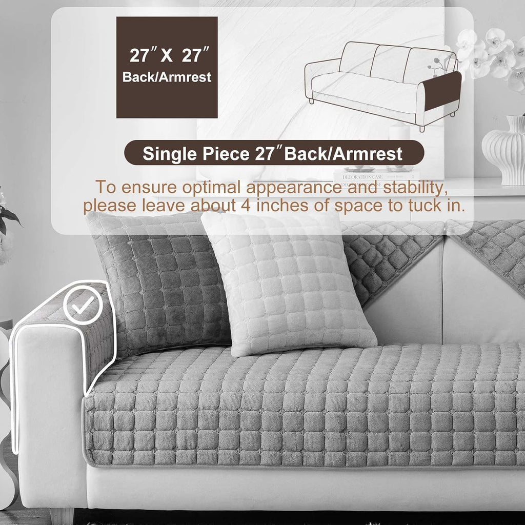 Velvet Washable Couch Cover, Nonslip Sofa Cover for Dogs.