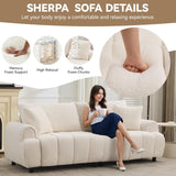 88 "Modern Boucle Sofa Couch, Oversized Comfy 3 Seater Sherpa Curved Sofas Deep Seat