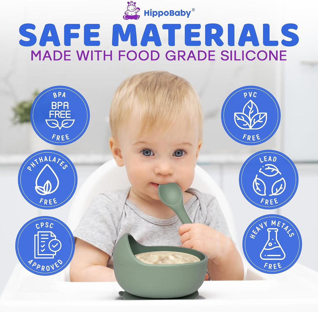 Baby Led Weaning Supplies | 10 Piece Silicone Baby Feeding Set, Baby Toddler Bib Cup Divided Plate and Bowl Self