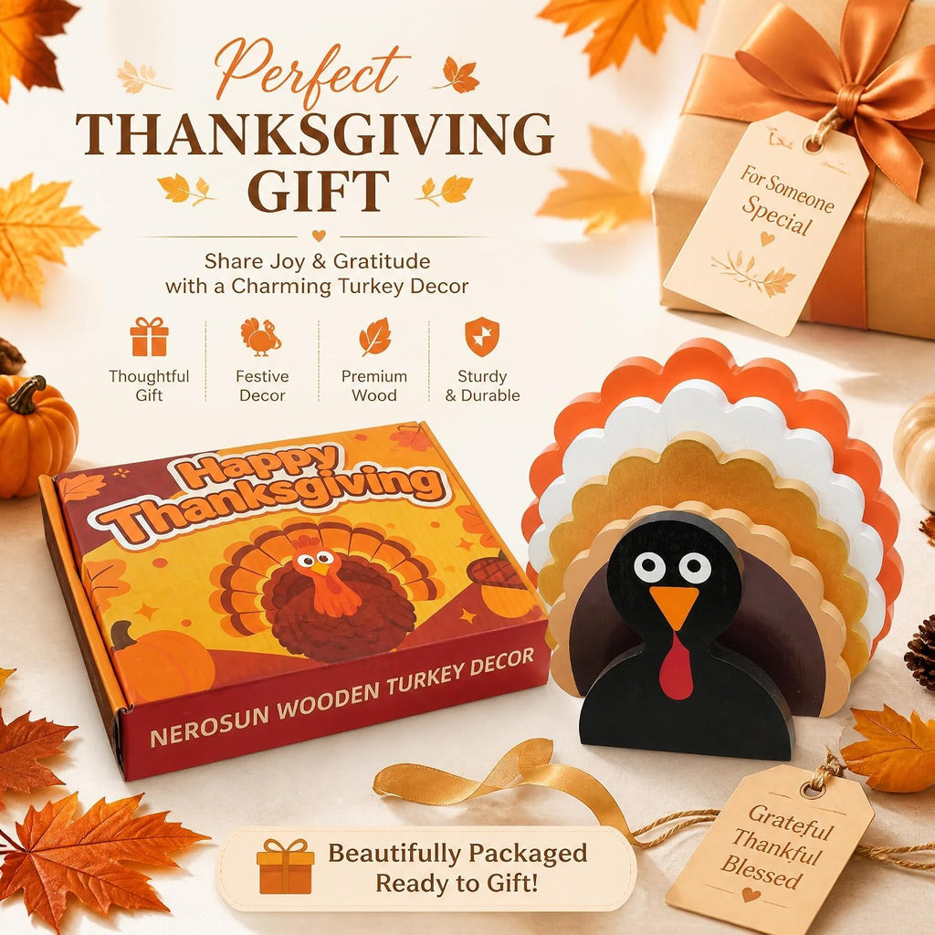 Stackable Wooden Fall Table Turkey Decor