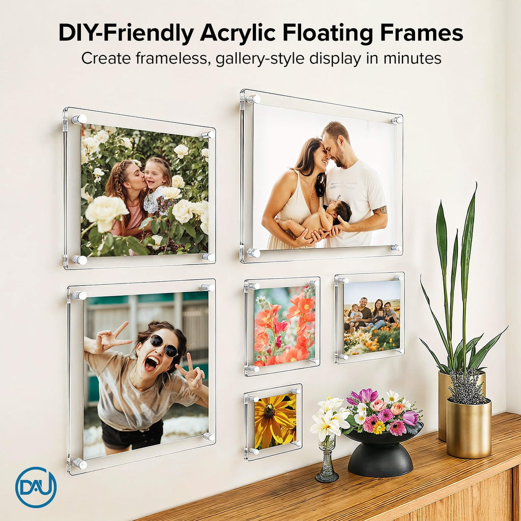Acrylic Floating Frames White Standoffs (single) 24" x 30" Clear Acrylic Frames for Wall Mount Floating Picture