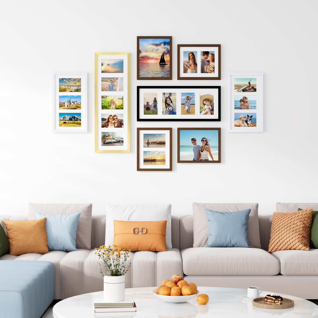 4 4x6 Picture frames Collage Wall Decor with Mat, Brown