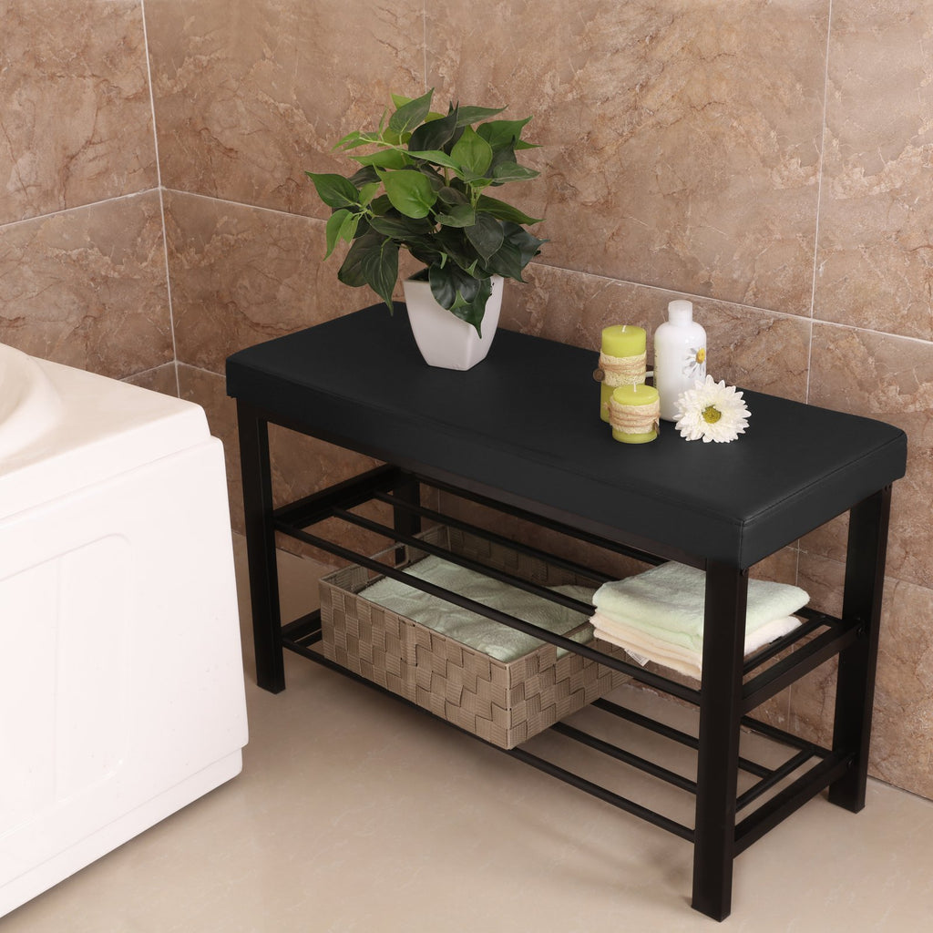 Shoe Bench, 3-Tier Storage Organizer, Foam Padded Seat