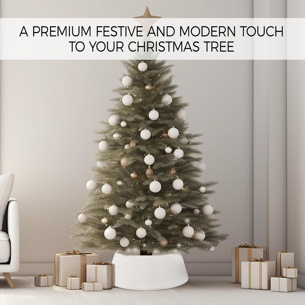 Beautiful Christmas Tree Collar - Authentic 28" Boucle Tree Ring for Any Christmas Decor - Easy to Set Up Skirt