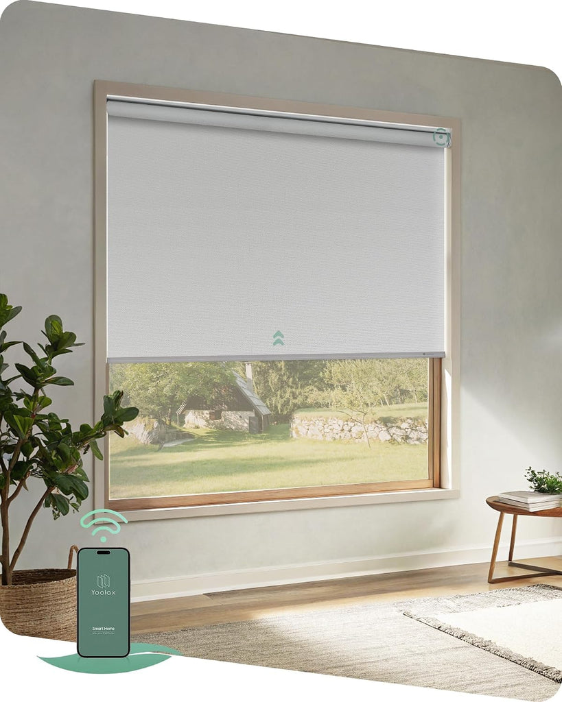 Motorized Blinds App Control, Linen Beige, | Automatic Rolle - Alpine White