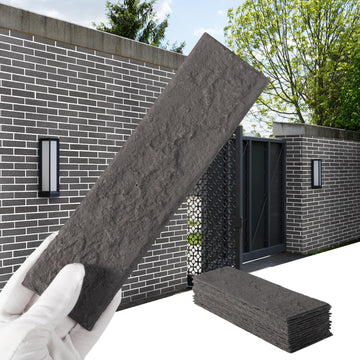 Gray Thin Brick Veneer Faux Brick Wall Panels - 15 PCS, 2.5 Sq.Ft for DIY Fireplace Surround, Kitchen Backsplash