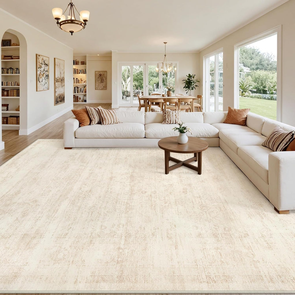 Area Rugs 9x12 Living Room: Vintage Boho Neutral Washable Rug Indoor Soft Large Area Rug Carpet