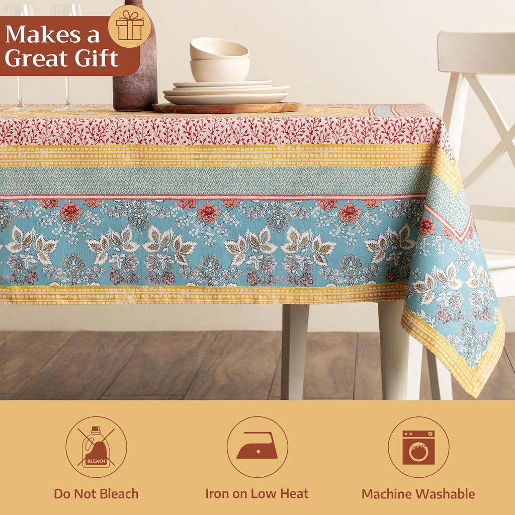 Table Cloth Rectangle Table 100% Cotton 60 x 120 Inches Tablecloth Reusable Decorative for Dining Ki