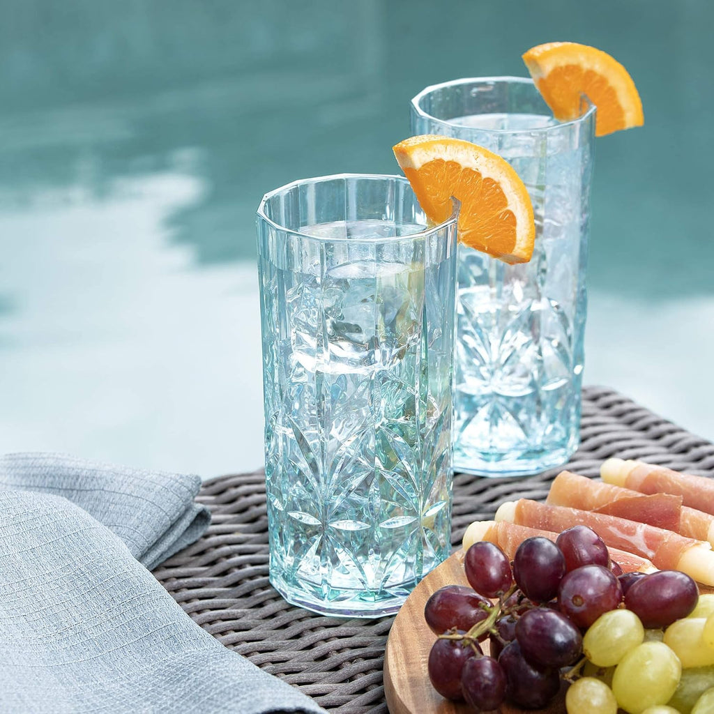 Shatterproof Tritan Plastic Tall Tumbler, Set of 4, 18oz - Myrtle Beach Drinking Glasses - Unbreakable Drinking