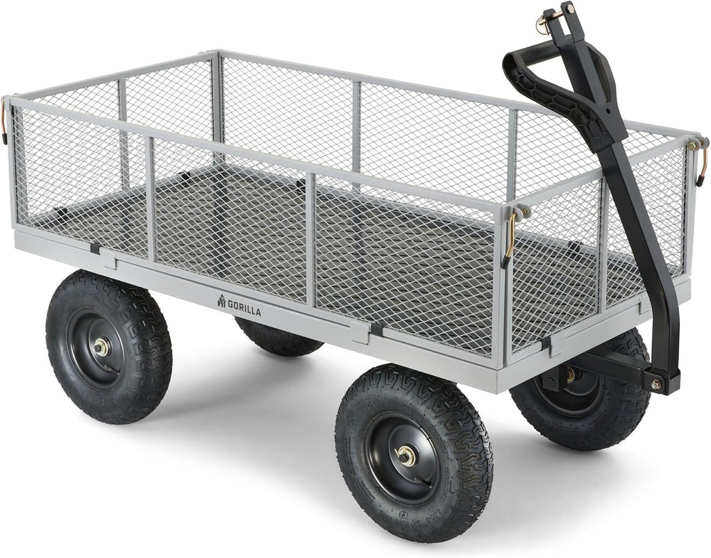 Steel Utility Garden Cart, 1000 lb. Capacity, Gray | 1,000-lb Capacity Steel Utility Garden Cart for Contractors and