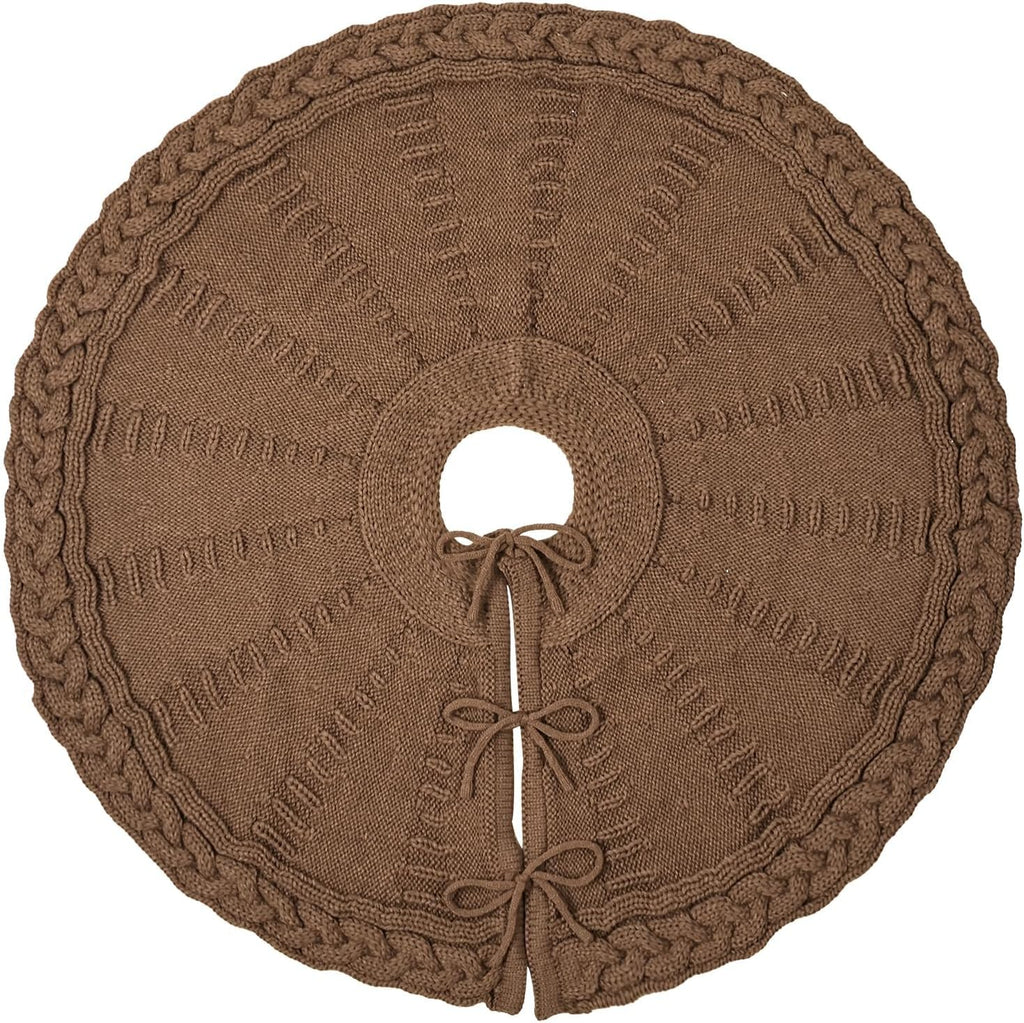 Knit Christmas Tree Skirts, Neutral Tree Skirt, Cozy Christmas Decorations