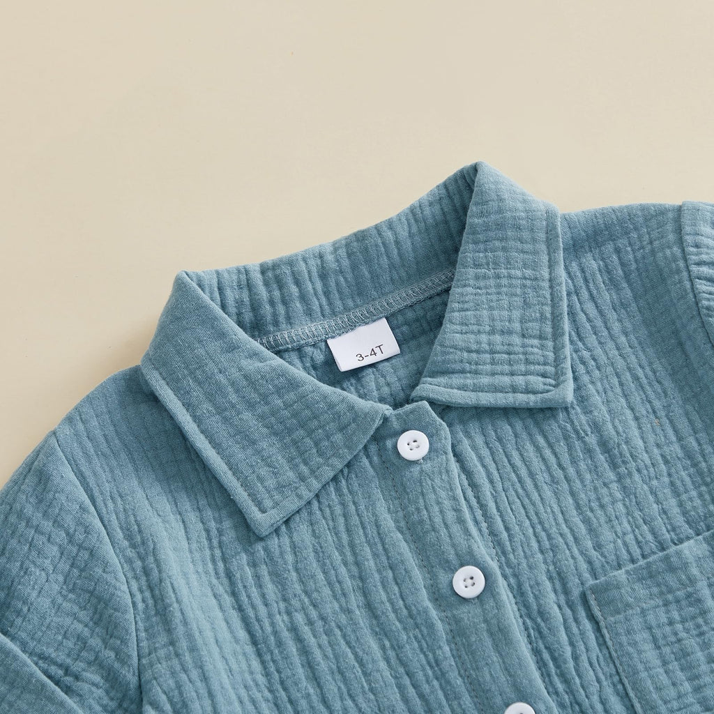 Baby Boys Clothes Set Toddler Infant Boys Button-down Shirt Tops + Cotton Gauze Shorts Summer Outfit 2PCS