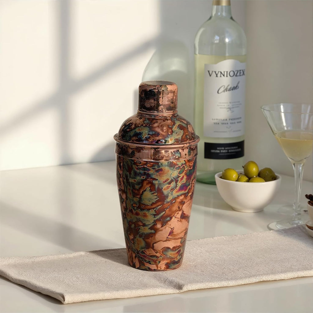 16-Ounce Oxidized Stainless Steel Cocktail Shaker, Copper Finish
