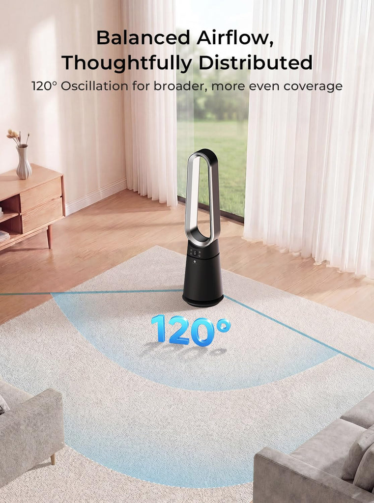 Bladeless Tower Fan , 20 Speeds 3 Modes, Standing Fan with Remote, 8H Timer, 38" Quiet Tower Fan, 120° Oscillation