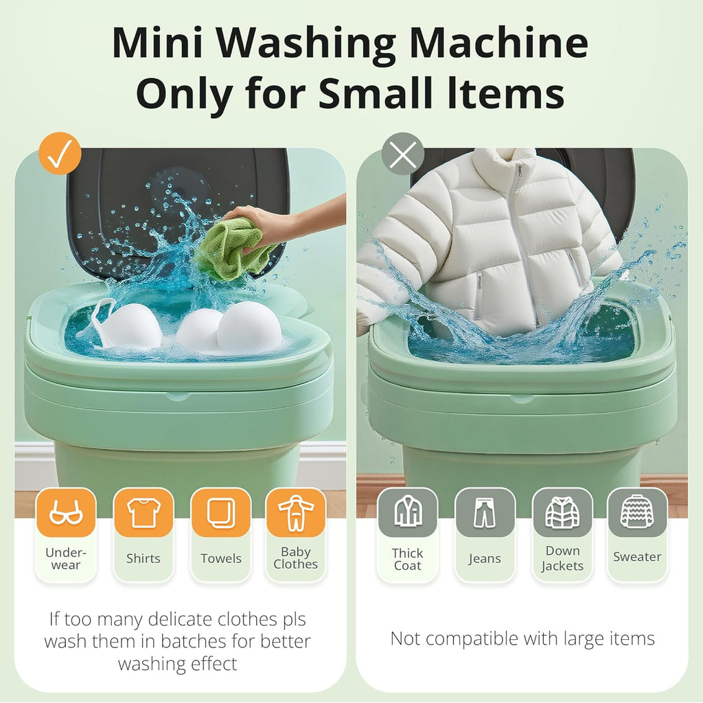 Portable Washing Machine, Mini Washer, 16L Upgraded with Spin Basket, Foldable Design Ideal for Apartment, Home and