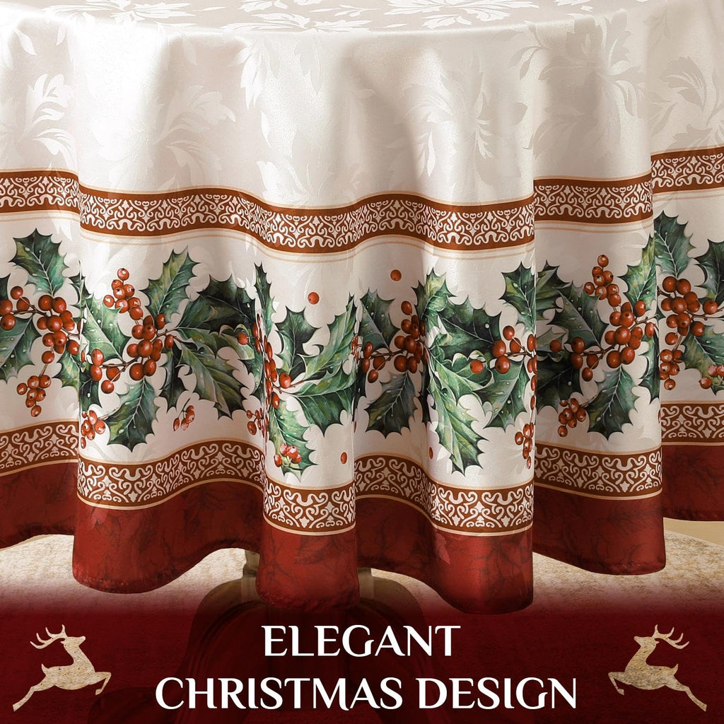 Christmas Jacquard Round Tablecloth, 90 Inch