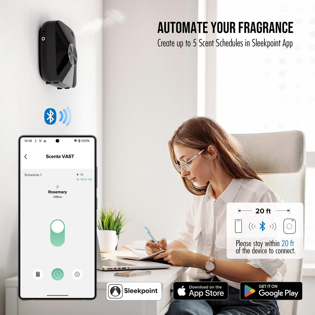 ANA Smart Waterless Essential Oil Diffuser for Large Room, Black