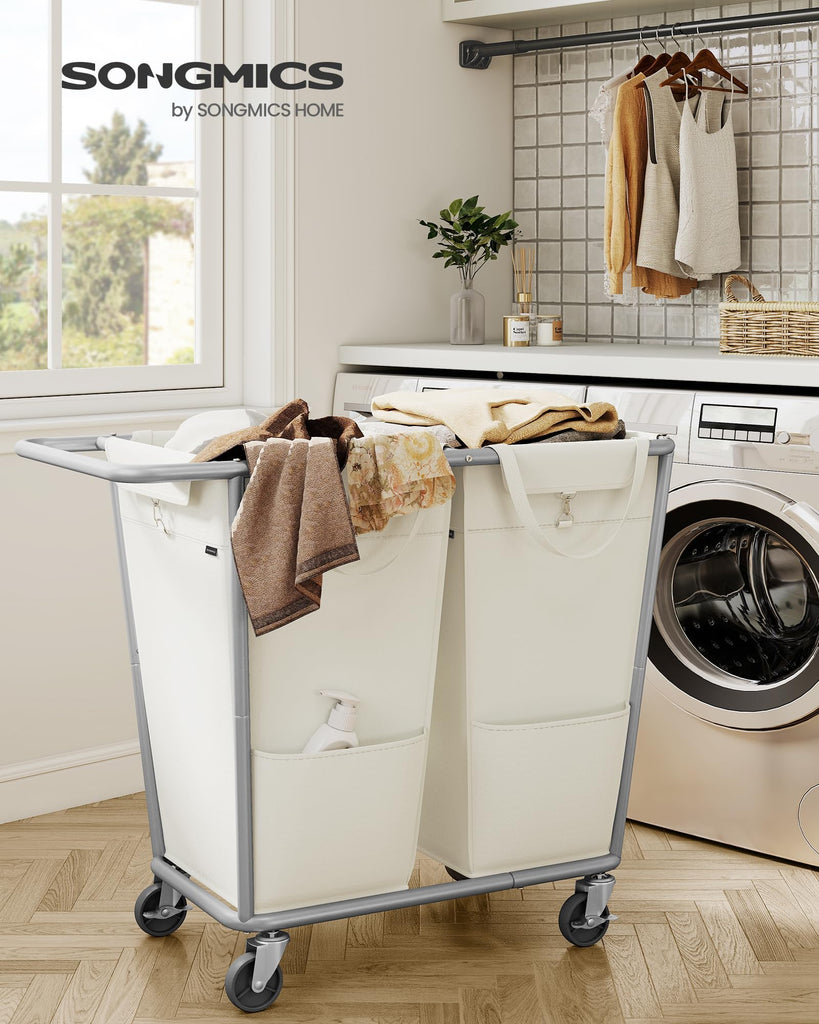 2-Section Laundry Basket with Wheels, 50.2 Gallons (190 L) Hamper