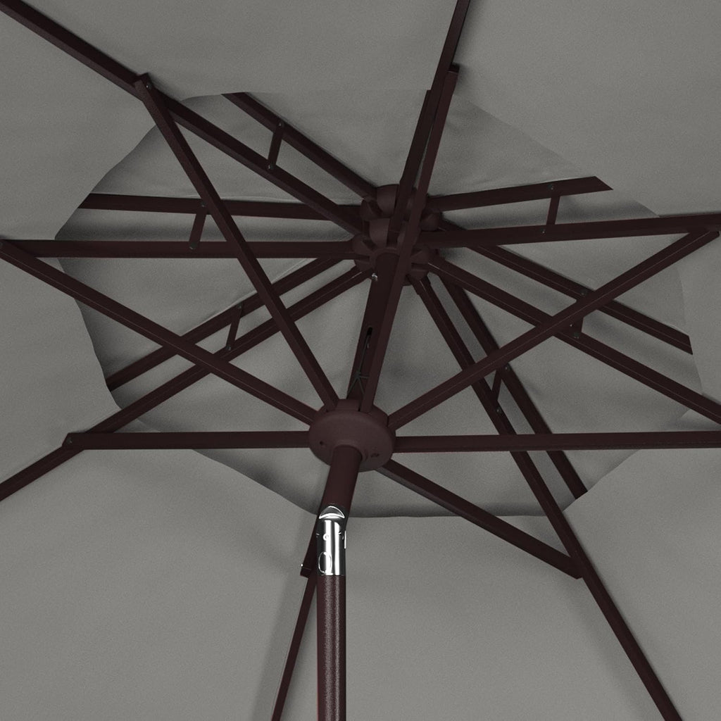 9ft Round Double-Top Patio Umbrella with Crank Lift & UV Protection - White/Black