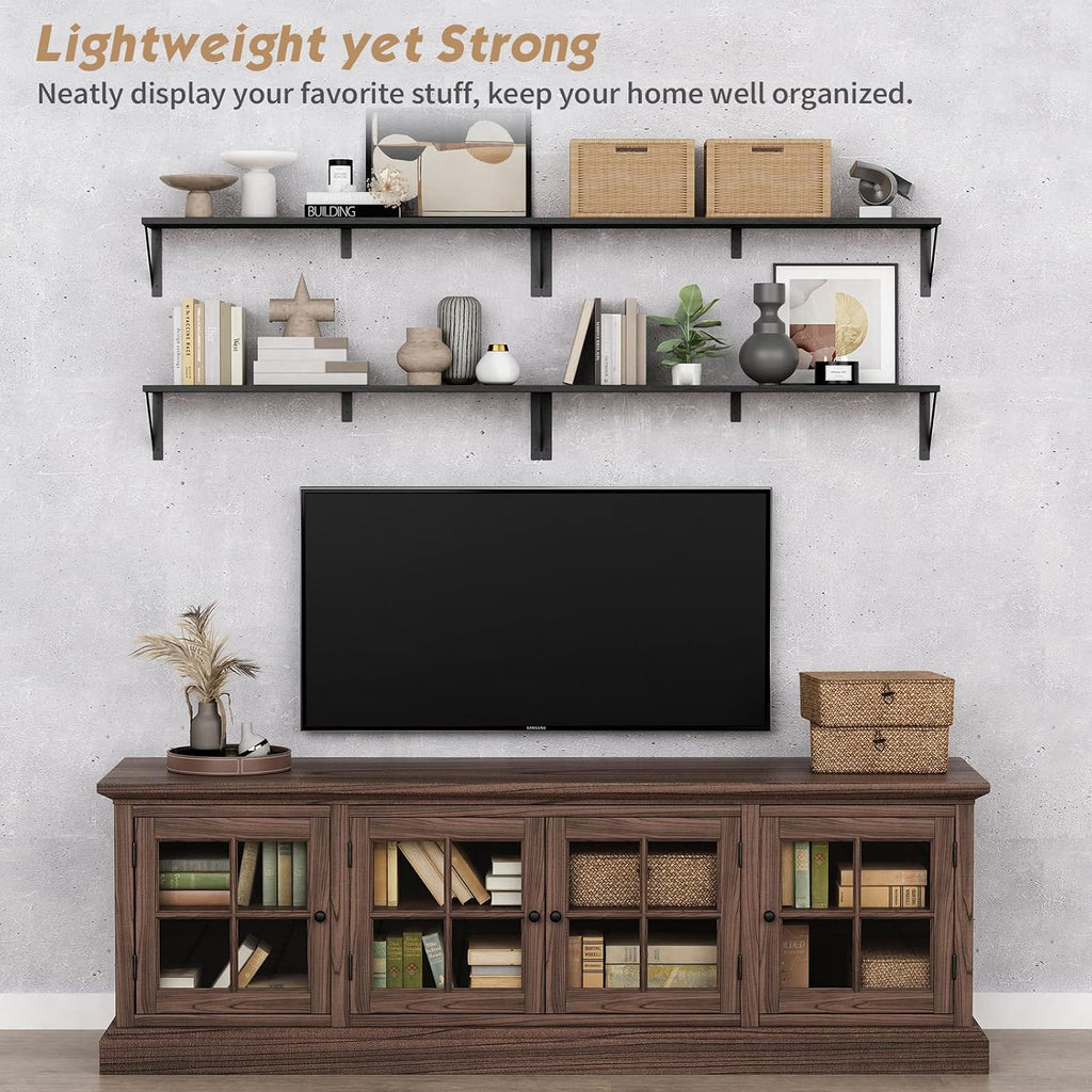 Floating Shelves 36 Inches Long 8 in Deep Set of 3, Large Wall Shelf Books, Heavy Duty Wide Wall Shelving Office