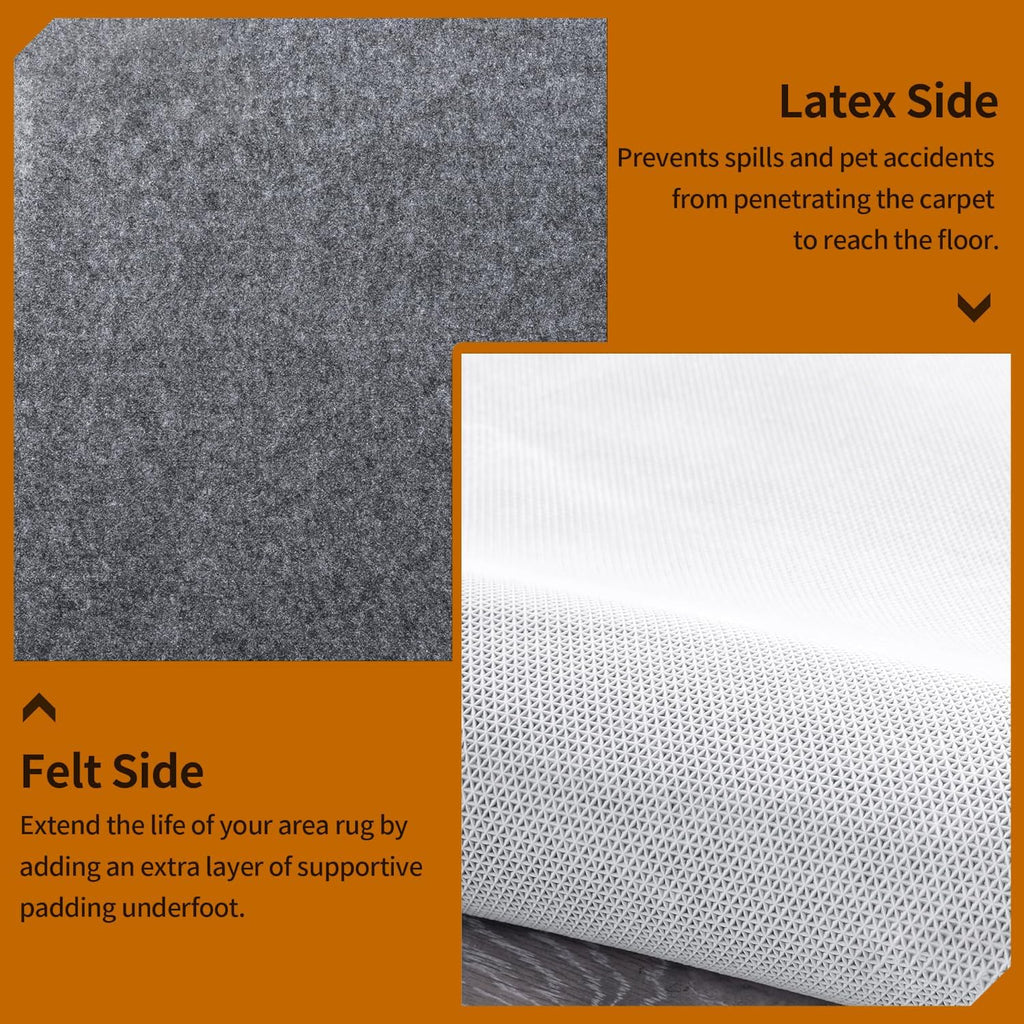8x10 FT Non Slip Rug Pad Waterproof Cushioned Felt Rug Pad for Hardwood Floors 1/8" Thick Soft Carpet Pad - Set of 80