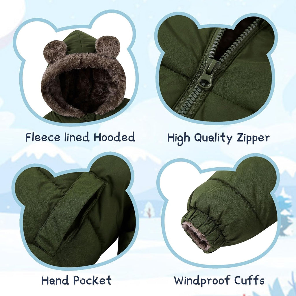 Toddler Boys Puffer Jacket with Bear Ear Winter Coat