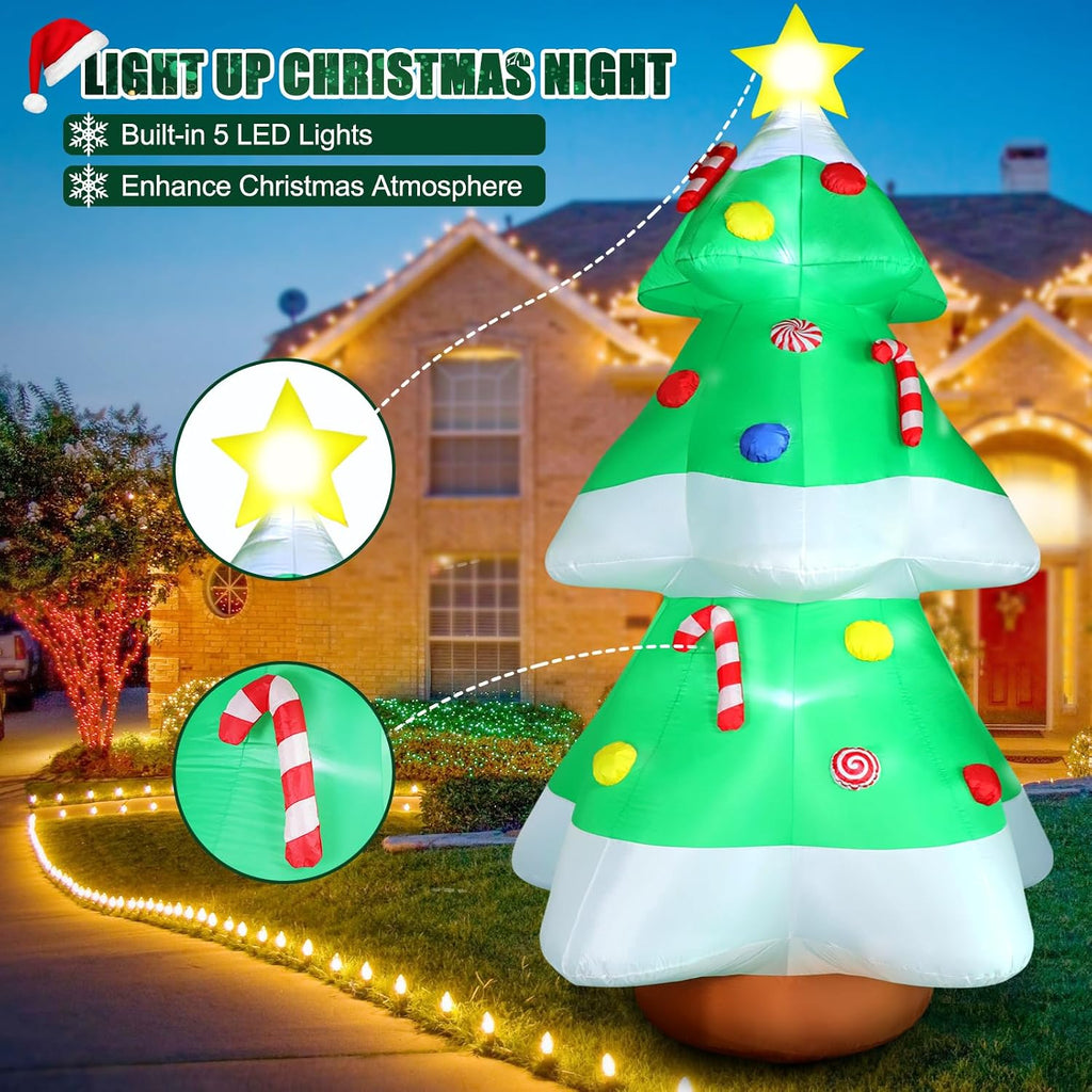 10 FT Christmas Tree Inflatables Outdoor Decorations with LED Lights, Giant Blow Up Christmas Tree Yard Decor with