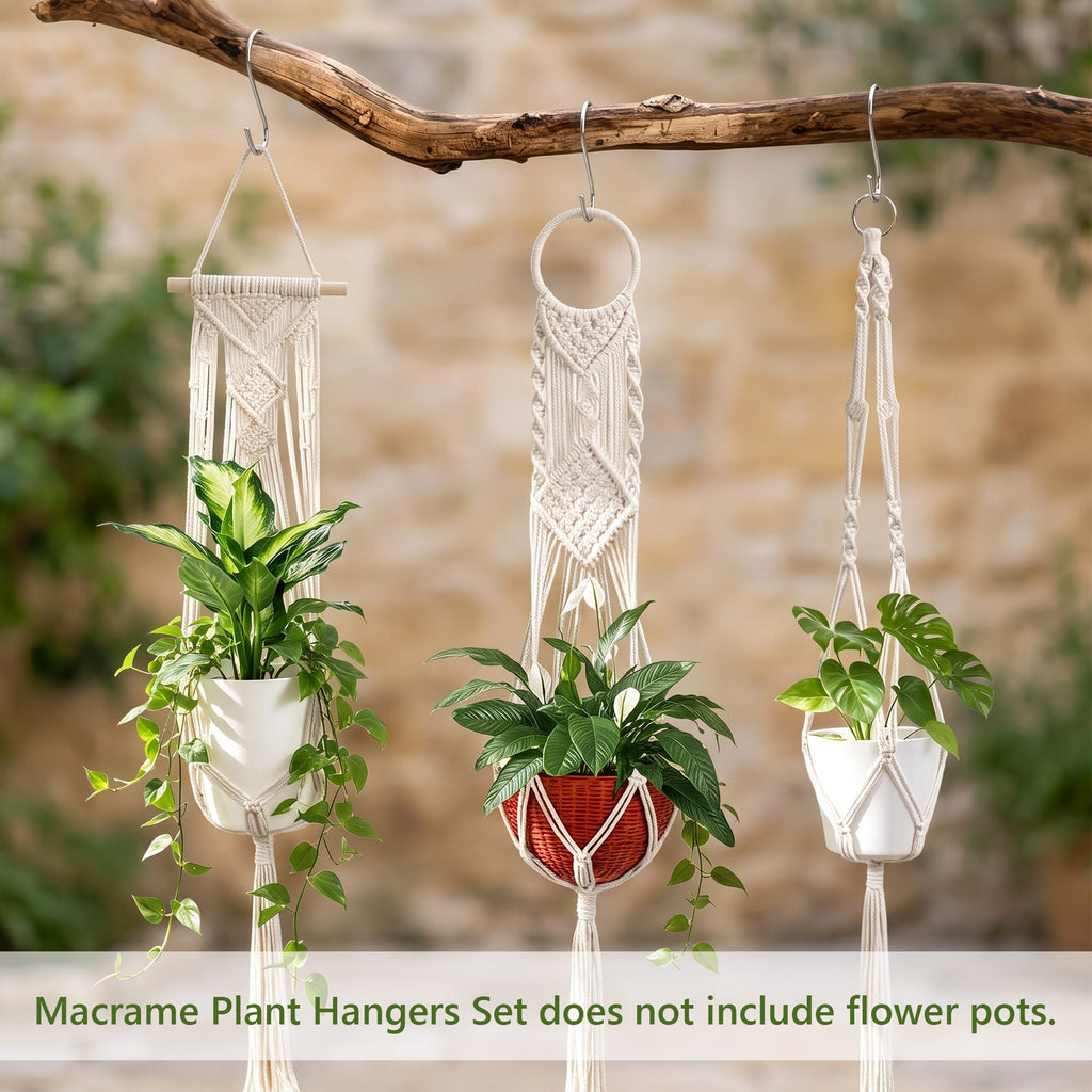 6 Pack Macrame Plant Hangers, Hanging Planters for Indoor Plants