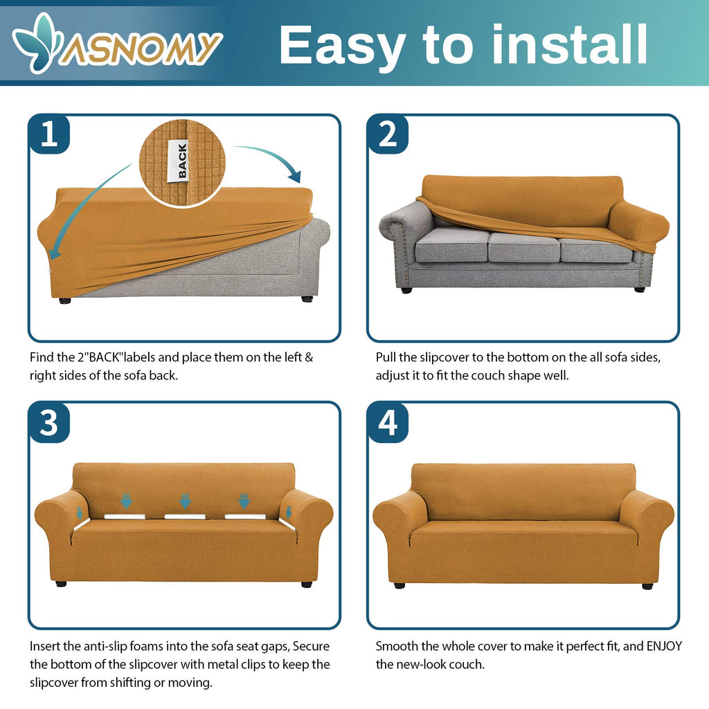 Stretch Couch Covers Washable, loveseat Cover Slipcovers, Golden
